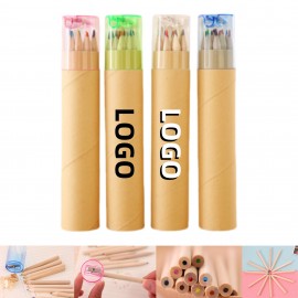 Custom Printed 12 Color Colored Pencil Set With Sharpener Caps