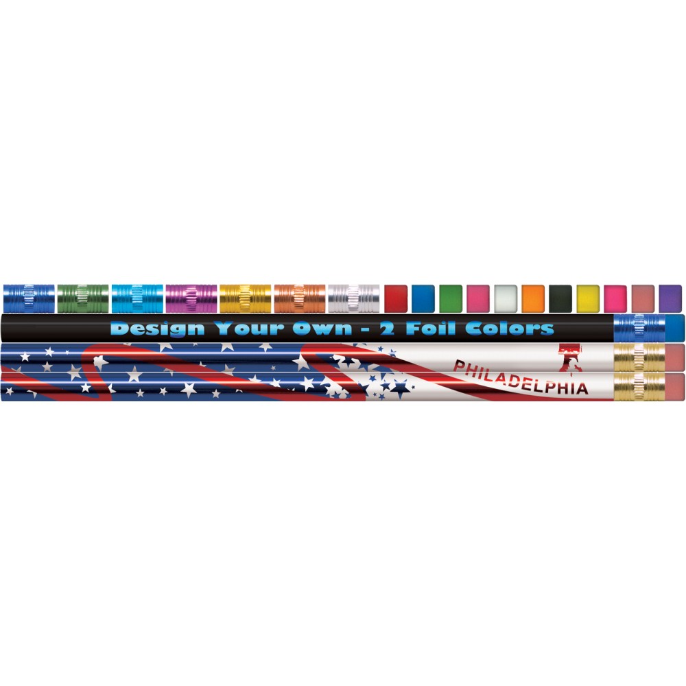 Custom Printed Design Your Own Metallic Foil Pencils with 2 Foil Colors