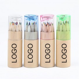 Portable Mini Wooden 12 Colors Pencils Set w/Sharpener MOQ100PCS Custom Printed