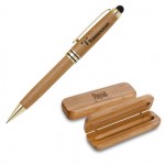 Custom Printed Eco Friendly Bamboo Pencil Set w/ Black & Gold Trim Pen