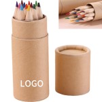 12-Colors Short Barrel Bucket Colored Pencils Logo Branded