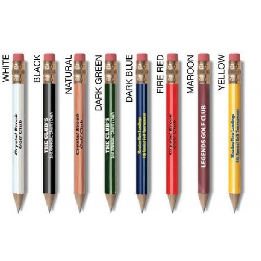 Round Golf Pencil w/ Eraser Logo Branded Round Golf Pencil w/ Eraser Logo Branded