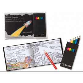 Custom Black Cover Adult Coloring Book & 6-Color Pencil Set To-Go Logo Branded