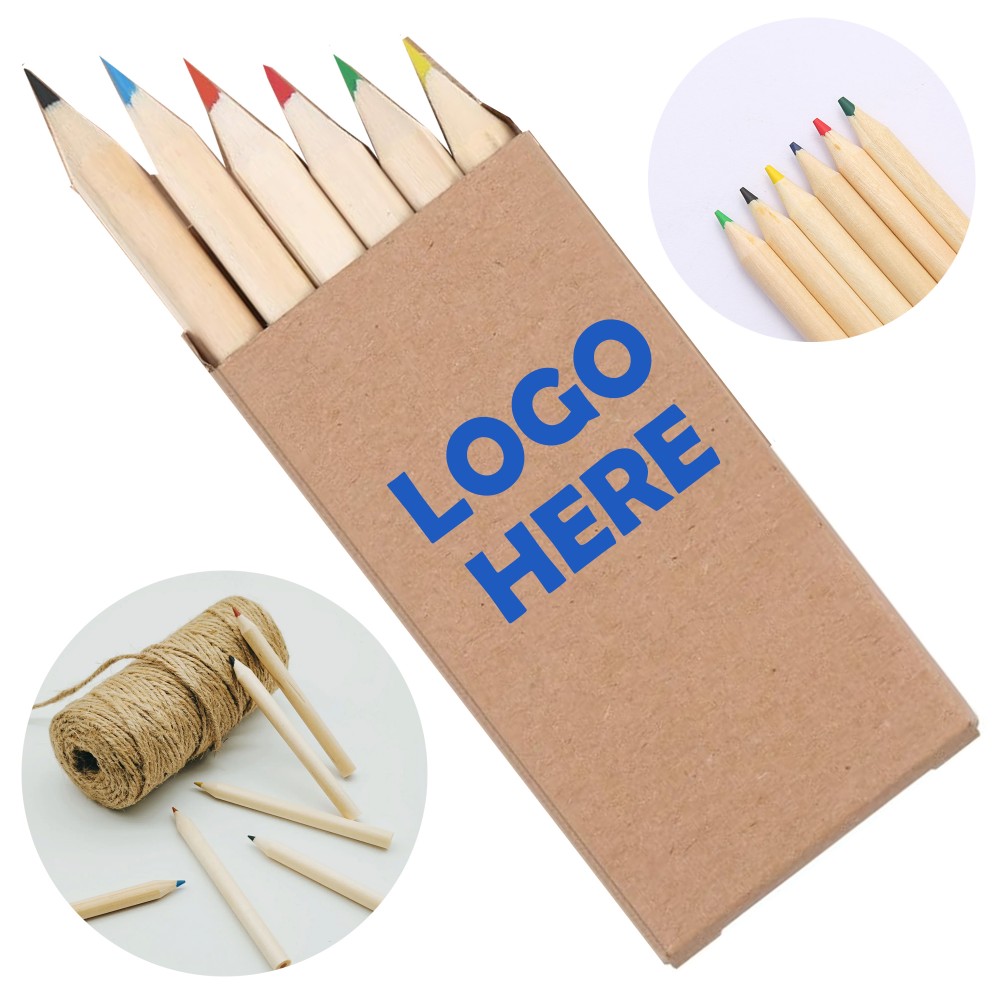 Logo Branded 3.5 Inch 6 Colors Pencils Set Logo Branded 3.5 Inch 6 Colors Pencils Set