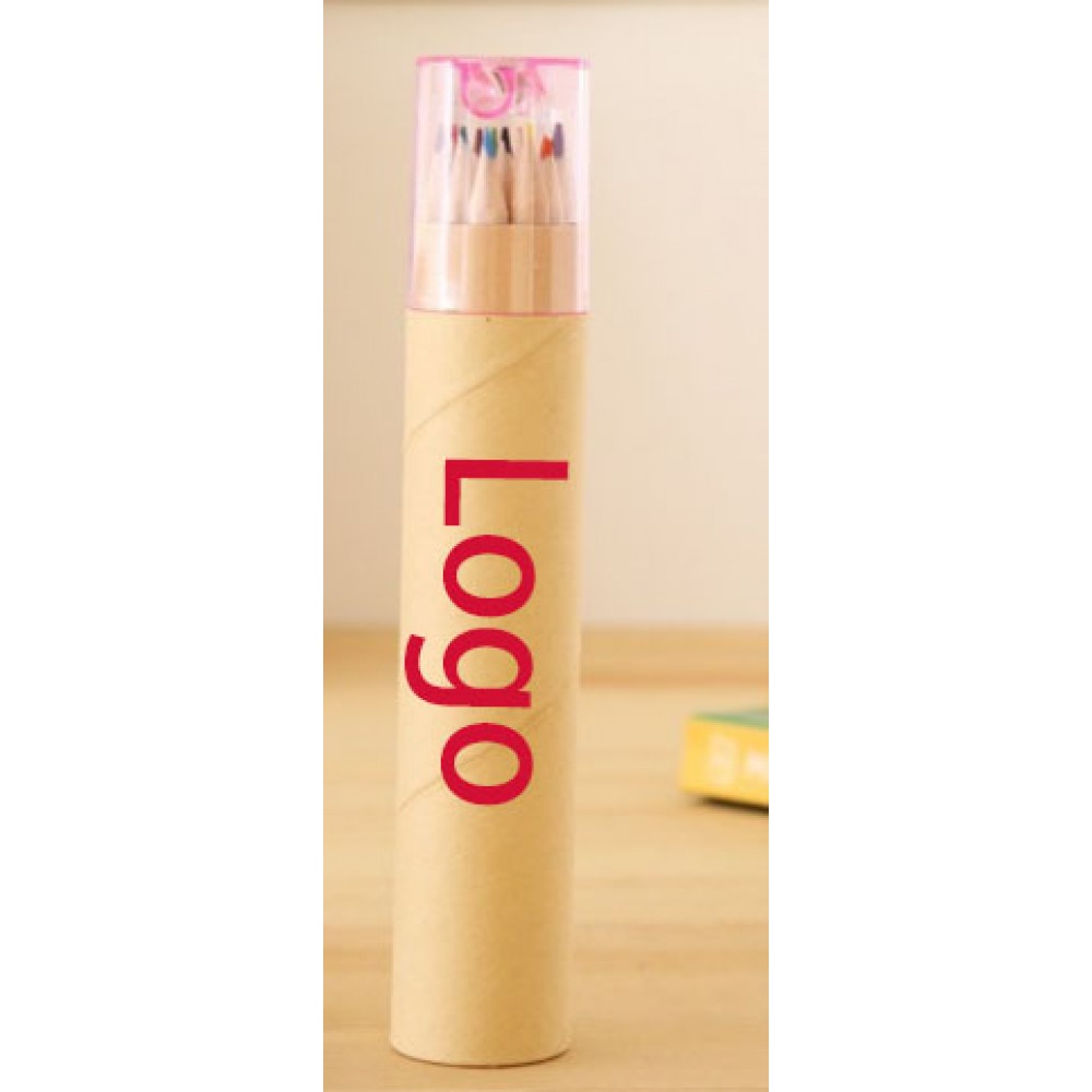 High Bucket Colored Pencil With Pencil Sharpener Logo Branded High Bucket Colored Pencil With Pencil Sharpener Logo Branded