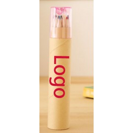 High Bucket Colored Pencil With Pencil Sharpener Logo Branded