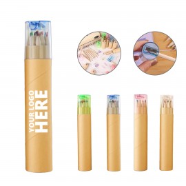 Custom Imprinted 12 Pcs Drawing Colored Pencils with Sharpener