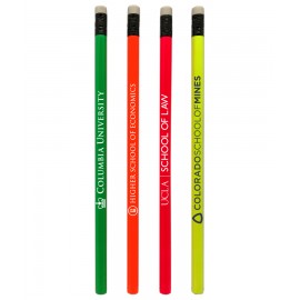 Custom Printed Union Printed - Round Wooded Imported Value Neon #2 Graphite Pencil with White Eraser - 1-Color Prin