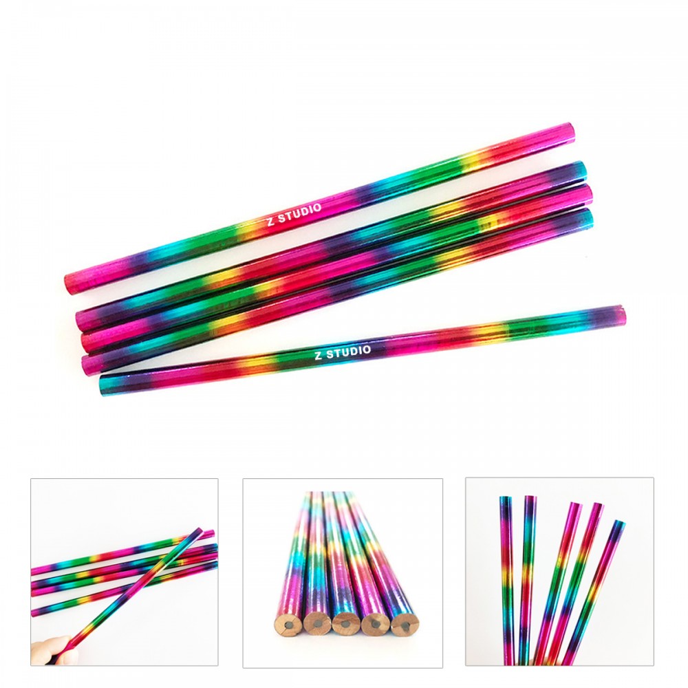 Custom Printed Wooden Pencil - Rainbow Holographic