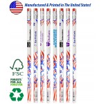 Custom Printed White Patriotic Foiled Pencil W/ Stars & Flag
