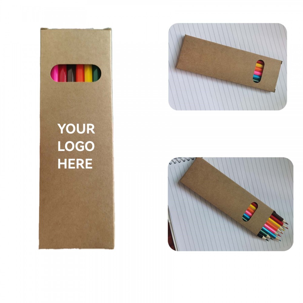 Logo Branded Pencils - Colored Wooden / Kraft Box