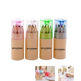 12 Piece Colored Pencil Set in Tube with Sharpener with Logo  12 Piece Colored Pencil Set in Tube with Sharpener with Logo