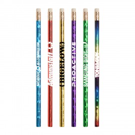 Prismatic Foil Wrap Wooden Pencil with Logo