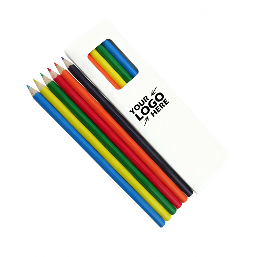 Logo Branded 6 Color Wooden Pencil Set in Box