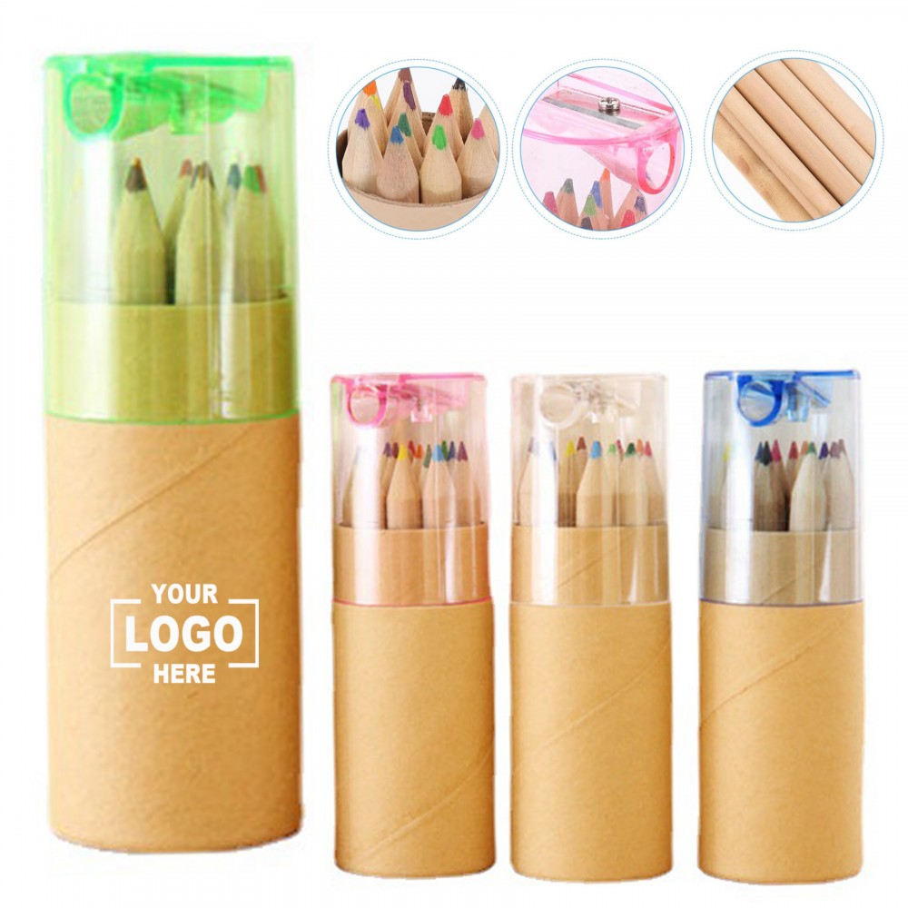 Colored Pencil Set With Sharpener Custom Printed