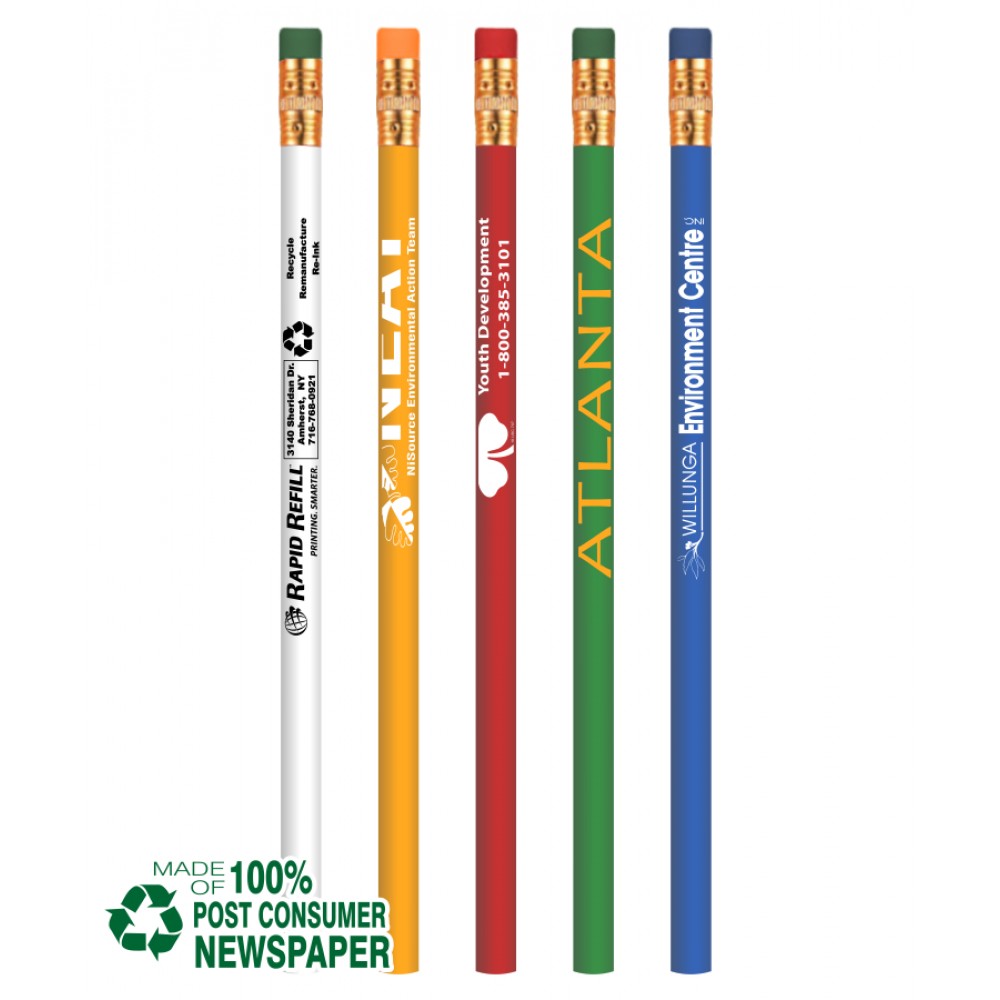 Quality Recycled Pencil - Recycled Newspaper Custom Imprinted Quality Recycled Pencil - Recycled Newspaper Custom Imprinted