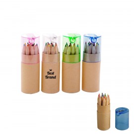 12 Colors Pencils with Sharpener Logo Branded