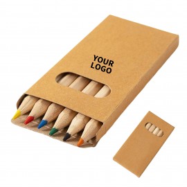 Logo Branded Six Color Wooden Pencil Set In Kraft Box