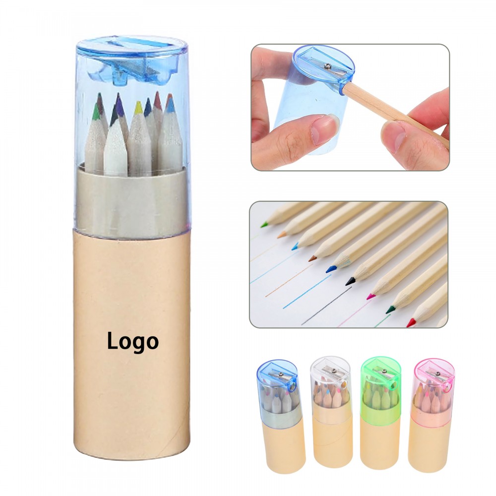 Portable Mini Drawing Colored Drawing Pencils with Sharpeners Custom Imprinted
