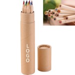 12-Colors Long Barrel Bucket Colored Pencils Custom Imprinted