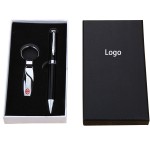 2-Piece Gift Set Metal Ball Pen and Key Chain Logo Branded