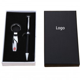 Custom Engraved 2-Piece Gift Set Metal Ball Pen and Key Chain