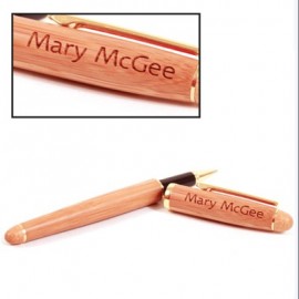 Bamboo Rollerball Pen w/Cap Logo Branded  Bamboo Rollerball Pen w/Cap Logo Branded