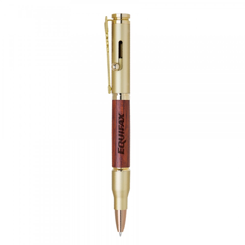 Borgue Bolt Action Wood & Brass Pen Logo Branded Borgue Bolt Action Wood & Brass Pen Logo Branded