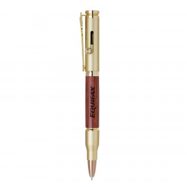 Borgue Bolt Action Wood & Brass Pen Logo Branded