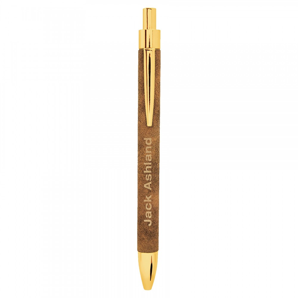 Custom Engraved Rustic/Gold Leatherette Pen