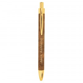 Custom Engraved Rustic/Gold Leatherette Pen