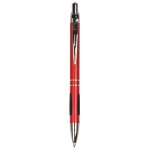 Custom Imprinted Red Satin - Rubber Grip - Ballpoint Pen - Laser Engraved