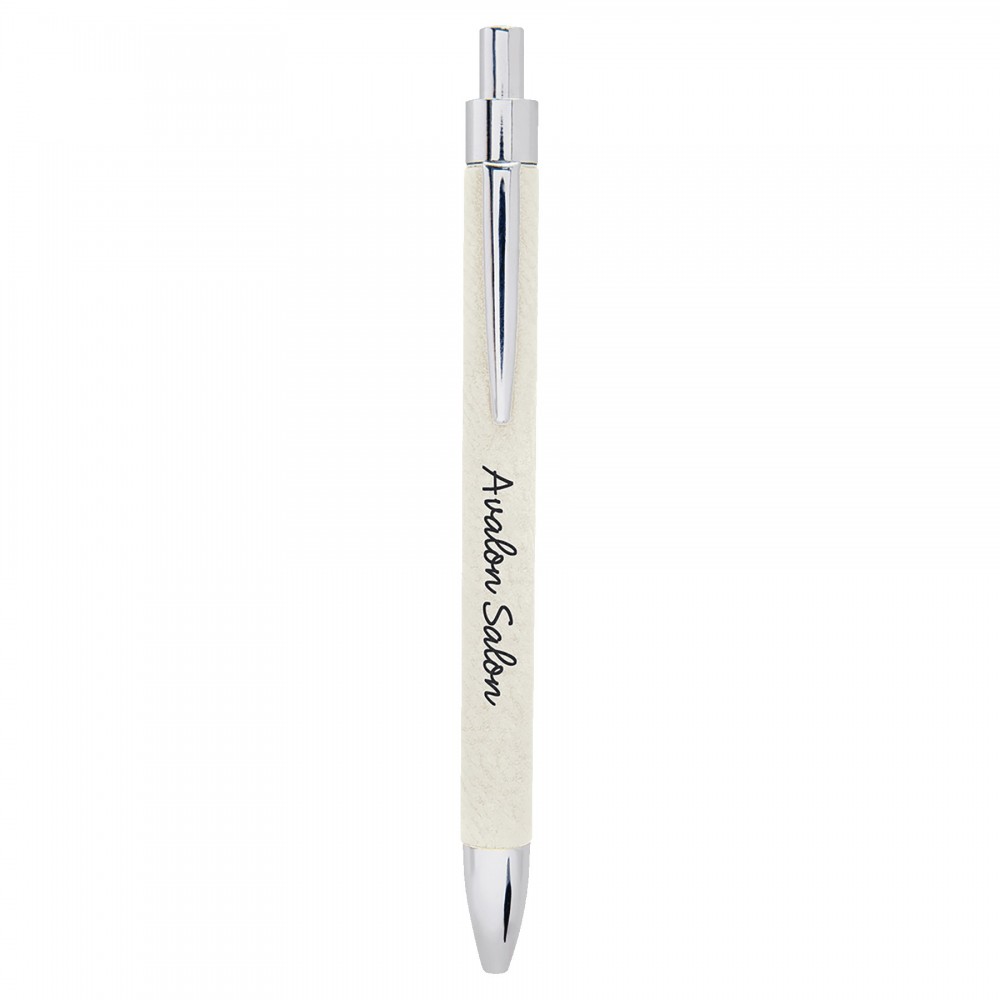 White Leatherette Pen Custom Imprinted