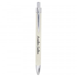 White Leatherette Pen Custom Imprinted