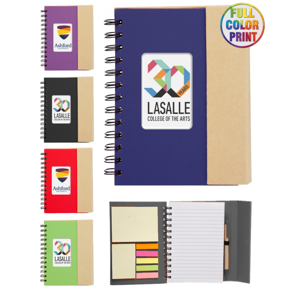 Eco Magnetic Notebook W/Sticky Notes and Flags & Pen Logo Branded Eco Magnetic Notebook W/Sticky Notes and Flags & Pen Logo Branded