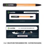 Bamboo 3-in-1 Multifunction Pen with Custom Packaging Custom Engraved