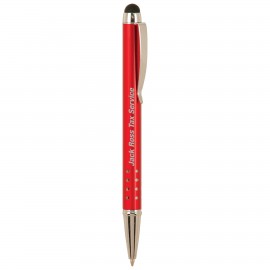 Logo Branded Red with Silver Trim Pen with Stylus