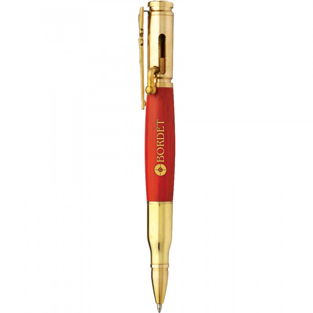 Bullet Brass Push-Lock Ballpoint Pen Logo Branded