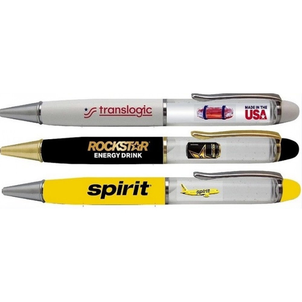 Logo Branded Superior Metal Twist Pen w/Liquid Slider Panels Logo Branded Superior Metal Twist Pen w/Liquid Slider Panels