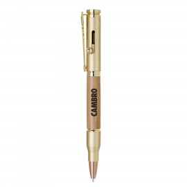 Custom Imprinted Upton Bolt Action Bamboo & Brass Pen