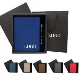 Custom Imprinted Leather Notebook With Pen Gift Set-OCEAN  Custom Imprinted Leather Notebook With Pen Gift Set-OCEAN
