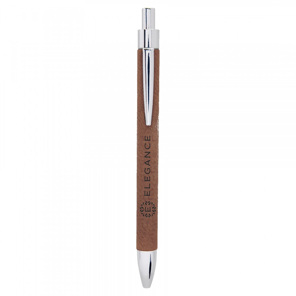 Dark Brown Leatherette Pen Custom Engraved Dark Brown Leatherette Pen Custom Engraved