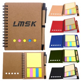 Logo Branded ECO Notebook W/Sticky Flags Pen