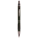 Custom Imprinted Black Satin - Rubber Grip - Ballpoint Pen - Laser Engraved