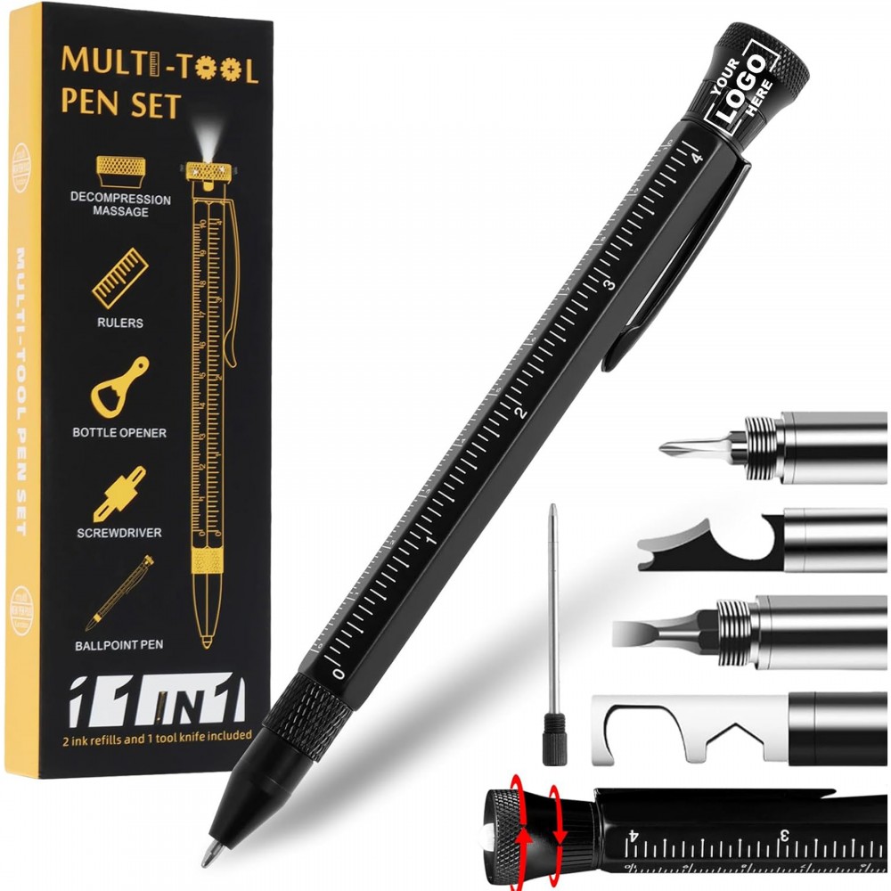Logo Branded Versatile Pro Pen with Integrated Multi-Tool Functionality Logo Branded Versatile Pro Pen with Integrated Multi-Tool Functionality