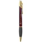 Custom Engraved Gloss Burgundy Brass Ballpoint Pen with Gripper