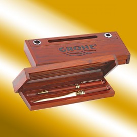 Rosewood Dual-Pen Box Custom Imprinted  Rosewood Dual-Pen Box Custom Imprinted