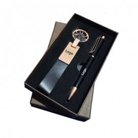 Logo Branded 2-Piece Office Gift Set Signature Pen and Key Chain