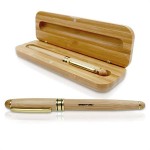 Logo Branded Eco-Friendly Bamboo Ballpoint Pen & Case Set