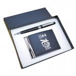 Logo Branded 2-Piece Gift Set Metal Ball Pen and Card Case